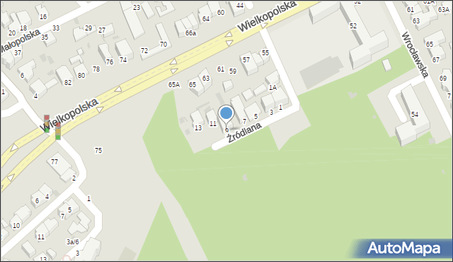 Gdynia, Źródlana, 9, mapa Gdyni