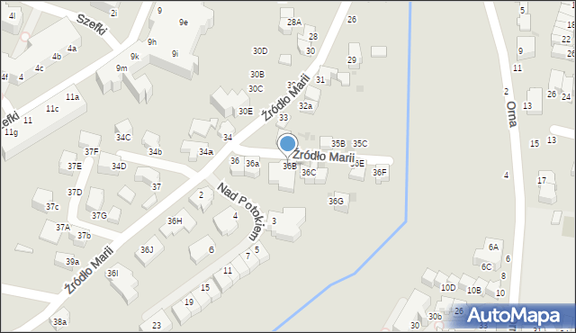 Gdynia, Źródło Marii, 36B, mapa Gdyni