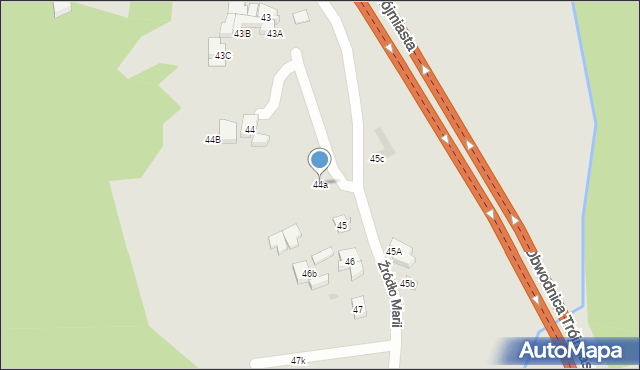 Gdynia, Źródło Marii, 44a, mapa Gdyni