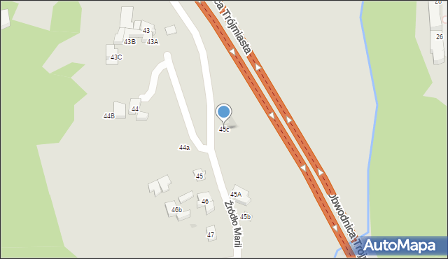 Gdynia, Źródło Marii, 45c, mapa Gdyni