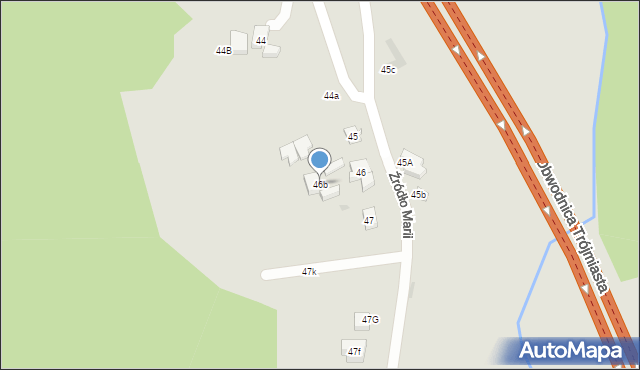 Gdynia, Źródło Marii, 46b, mapa Gdyni