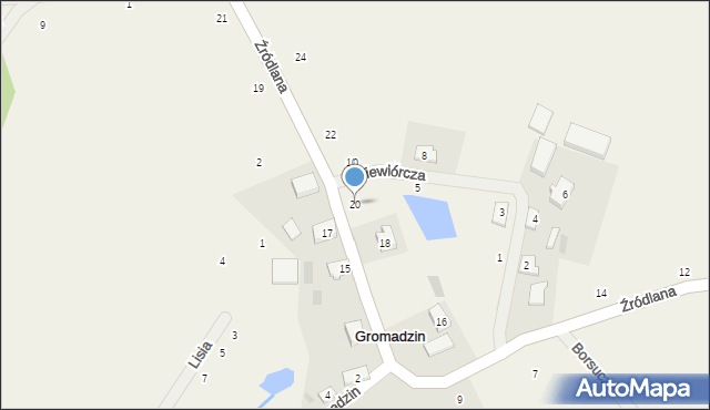 Gromadzin, Źródlana, 20, mapa Gromadzin