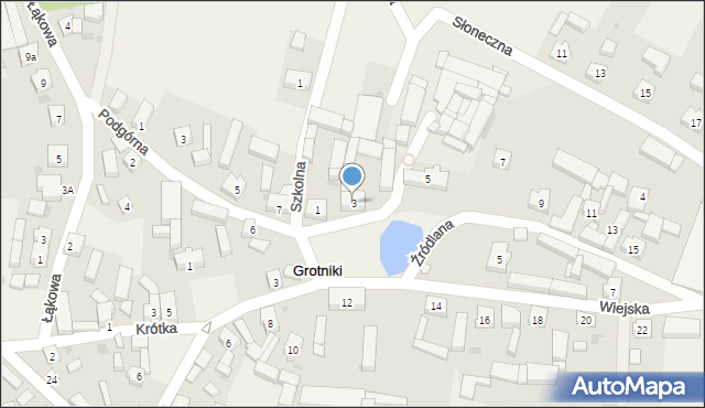 Grotniki, Źródlana, 3, mapa Grotniki