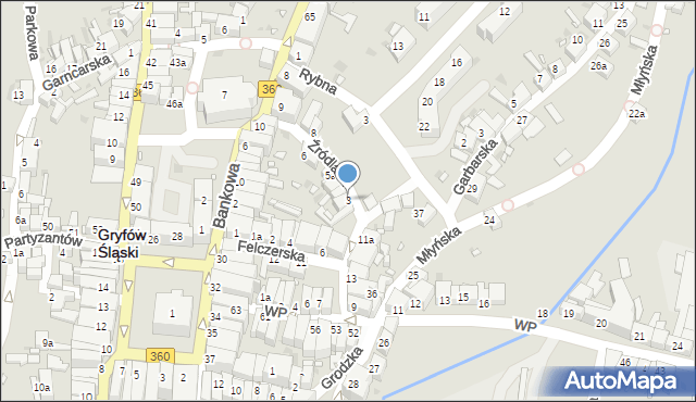 Gryfów Śląski, Źródlana, 3, mapa Gryfów Śląski