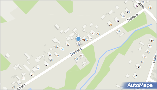 Józefów, Źródlana, 34, mapa Józefów