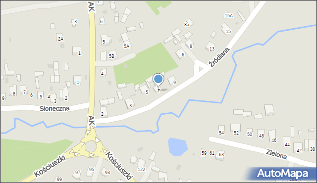 Józefów, Źródlana, 7, mapa Józefów