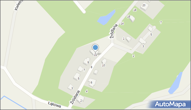 Kielno, Źródlana, 11, mapa Kielno