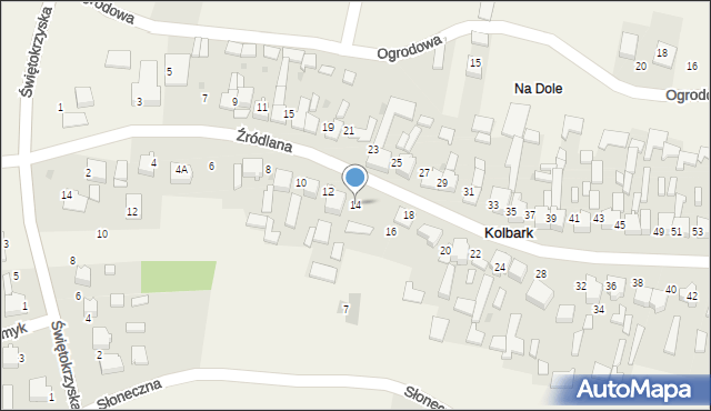 Kolbark, Źródlana, 14, mapa Kolbark