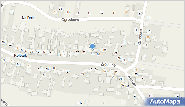 Kolbark, Źródlana, 61, mapa Kolbark