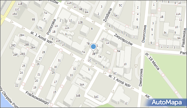 Kołobrzeg, Źródlana, 1B, mapa Kołobrzegu