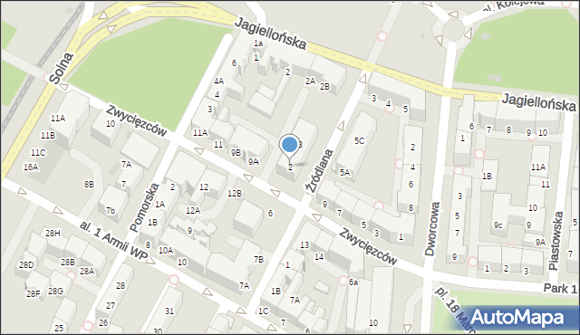 Kołobrzeg, Źródlana, 2, mapa Kołobrzegu