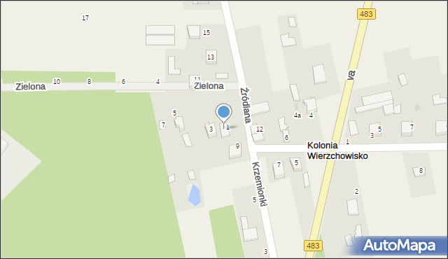 Kolonia Wierzchowisko, Źródlana, 1, mapa Kolonia Wierzchowisko