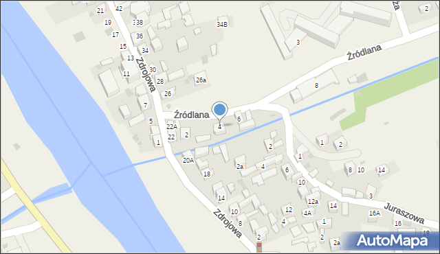 Krościenko nad Dunajcem, Źródlana, 4, mapa Krościenko nad Dunajcem