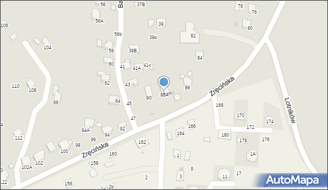Krosno, Zręcińska, 88A, mapa Krosna