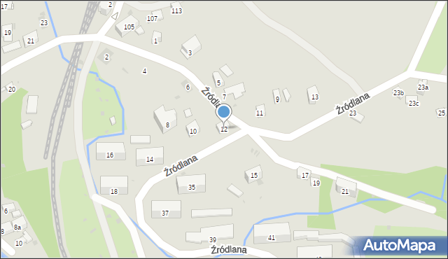 Krynica-Zdrój, Źródlana, 12, mapa Krynica-Zdrój