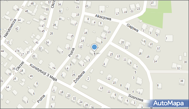 Łazy, Źródlana, 5, mapa Łazy