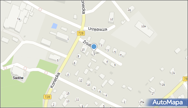 Łopuszno, Źródlana, 2, mapa Łopuszno