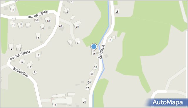 Maków Podhalański, Źródlana, 35, mapa Maków Podhalański