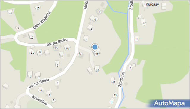 Maków Podhalański, Źródlana, 39a, mapa Maków Podhalański