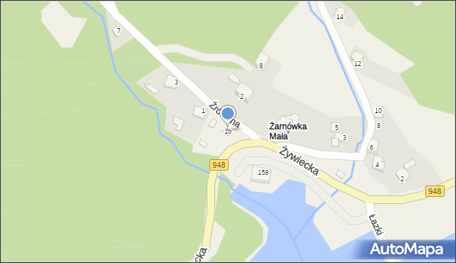 Międzybrodzie Bialskie, Źródlana, 1b, mapa Międzybrodzie Bialskie