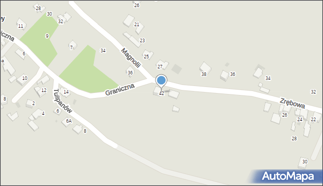 Mikołów, Zrębowa, 42, mapa Mikołów