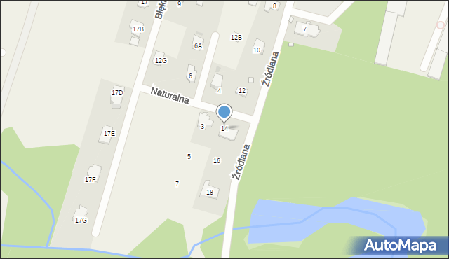 Młochów, Źródlana, 14, mapa Młochów