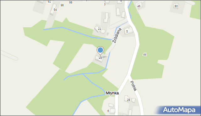 Młynka, Źródlana, 5, mapa Młynka