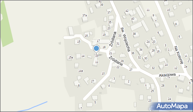 Modlnica, Źródlana, 13, mapa Modlnica