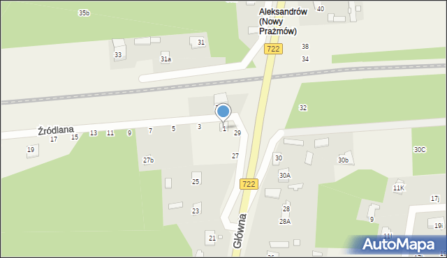 Nowy Prażmów, Źródlana, 1, mapa Nowy Prażmów