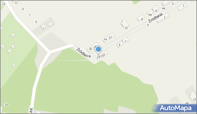 Okuniew, Źródlana, 13, mapa Okuniew