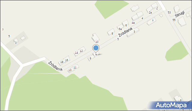 Okuniew, Źródlana, 7, mapa Okuniew