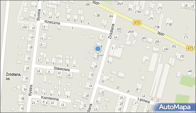 Piotrków Trybunalski, Źródlana, 12, mapa Piotrków Trybunalski