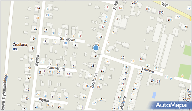 Piotrków Trybunalski, Źródlana, 24, mapa Piotrków Trybunalski