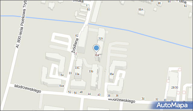 Piotrków Trybunalski, Źródlana, 31a, mapa Piotrków Trybunalski