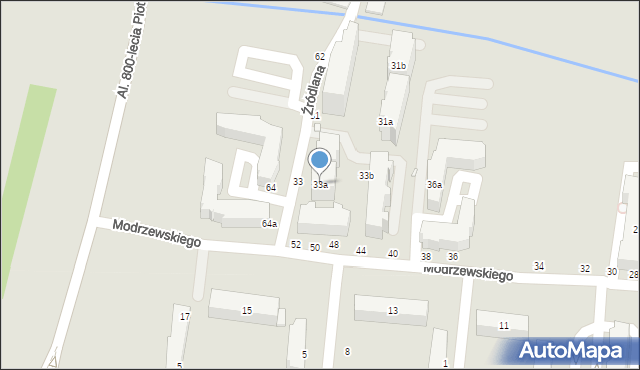 Piotrków Trybunalski, Źródlana, 33a, mapa Piotrków Trybunalski