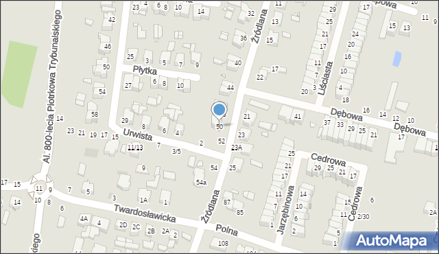 Piotrków Trybunalski, Źródlana, 50, mapa Piotrków Trybunalski