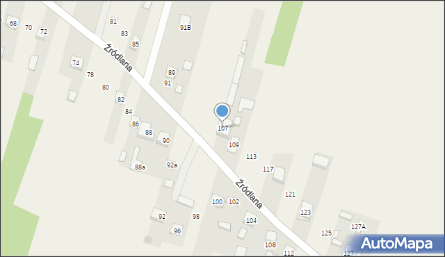 Podzamcze, Źródlana, 107, mapa Podzamcze