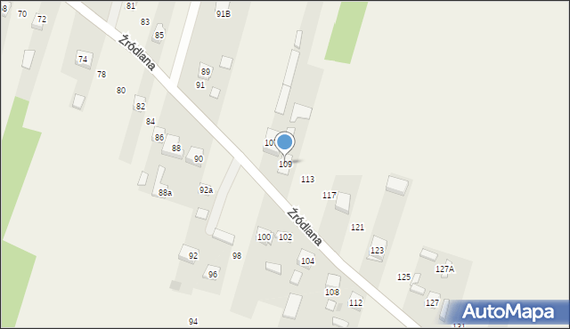 Podzamcze, Źródlana, 109, mapa Podzamcze