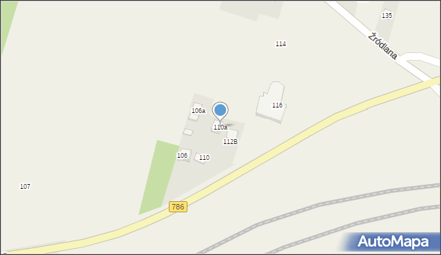 Podzamcze, Źródlana, 110a, mapa Podzamcze