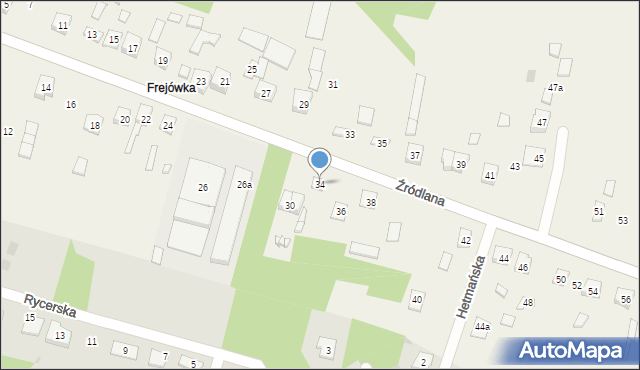 Podzamcze, Źródlana, 34, mapa Podzamcze