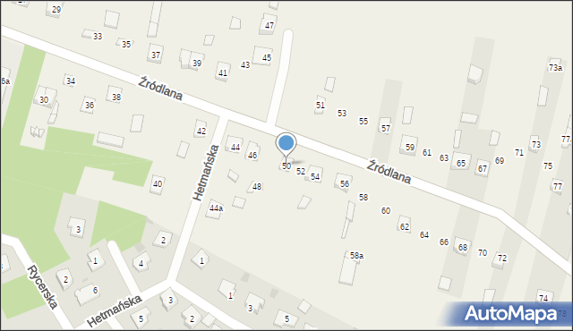 Podzamcze, Źródlana, 50, mapa Podzamcze