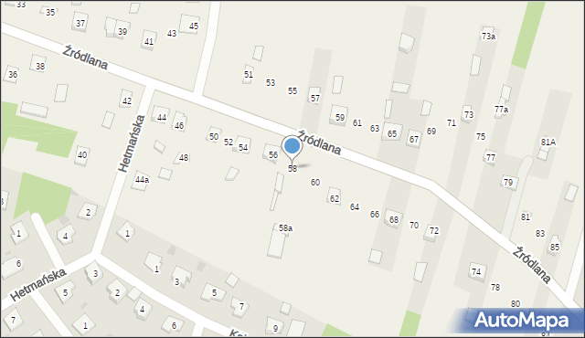 Podzamcze, Źródlana, 58, mapa Podzamcze