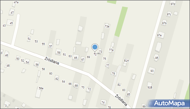 Podzamcze, Źródlana, 71, mapa Podzamcze