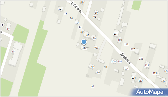 Podzamcze, Źródlana, 88a, mapa Podzamcze