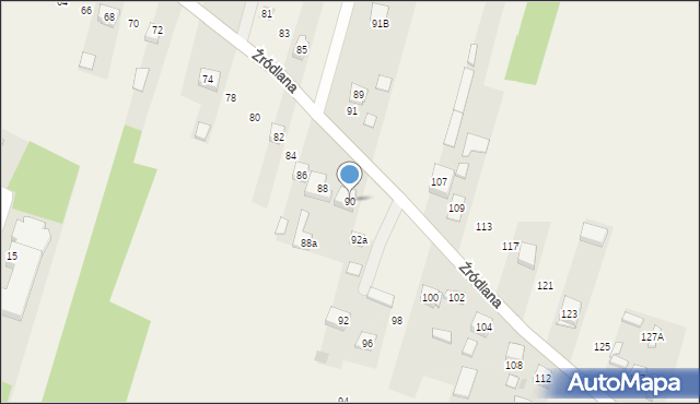 Podzamcze, Źródlana, 90, mapa Podzamcze