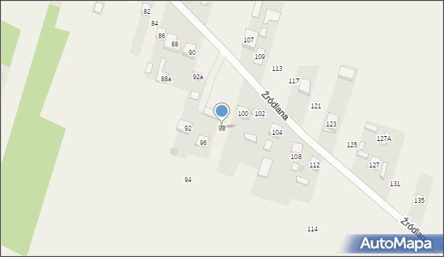 Podzamcze, Źródlana, 98, mapa Podzamcze