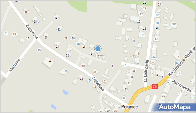 Połaniec, Zrębińska, 12, mapa Połaniec