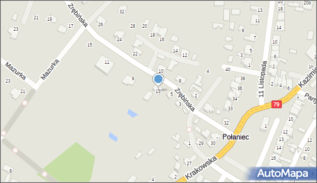 Połaniec, Zrębińska, 13, mapa Połaniec