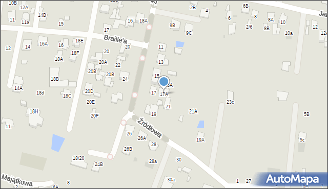 Radom, Źródłowa, 17A, mapa Radomia