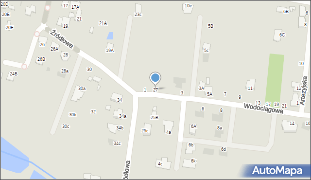 Radom, Źródłowa, 27, mapa Radomia